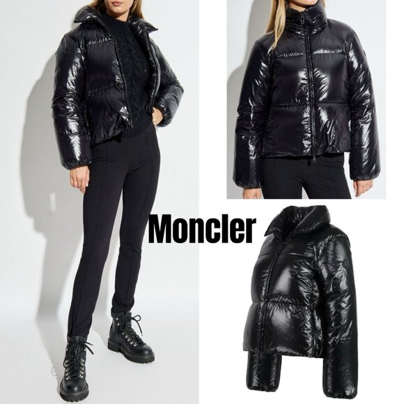 MONCLER Breteuil Giubbotto Cropped Black Puffer Down Jacket Wms Size 4/ L $1690+ - Picture 1 of 14